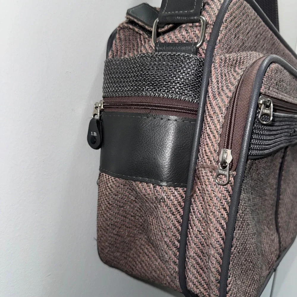 Vintage Samsonite Silhouette Tweed Carry On Bag Brown Travel Shoulder Flight Bag